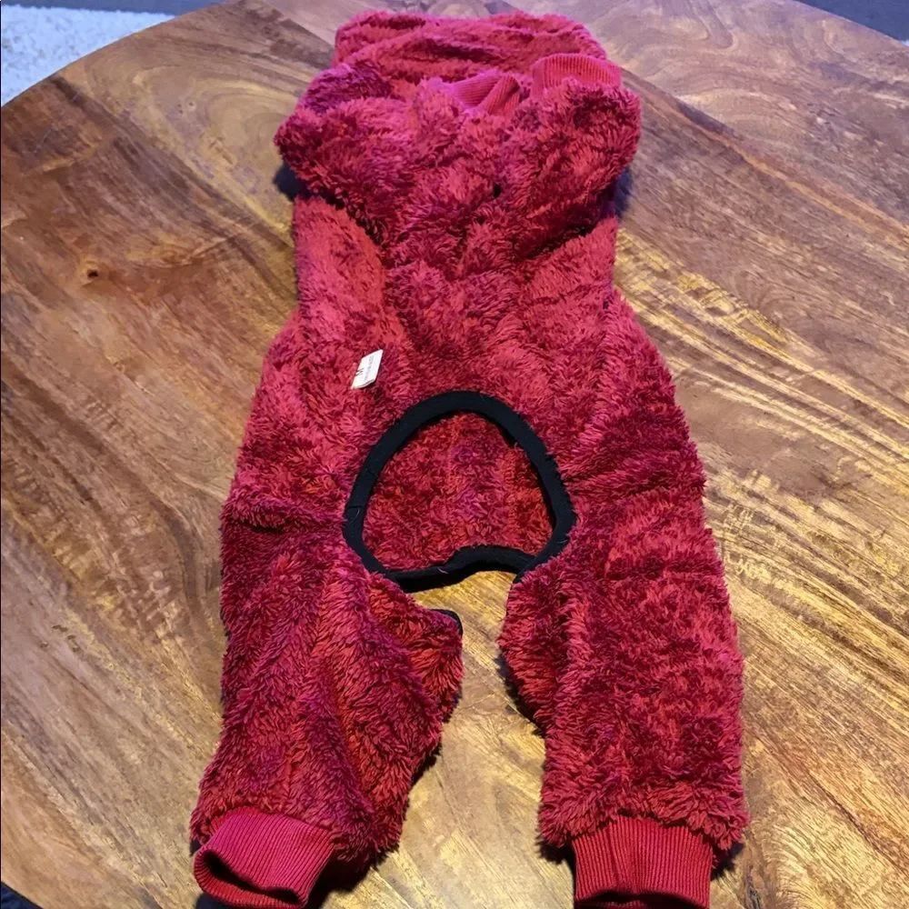 Dog fleece turtleneck pajamas red
